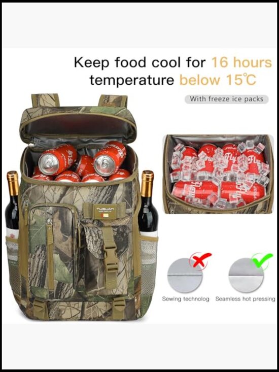 Insulated Cooler Backpack Leak Proof Lightweight Portable Camping Hiking Travel